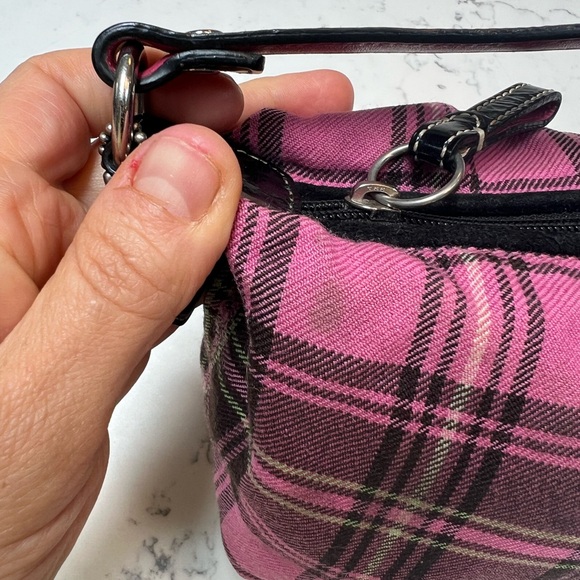 Coach Wool Plaid Handbag in Pink 100% Wool - Picture 13 of 16